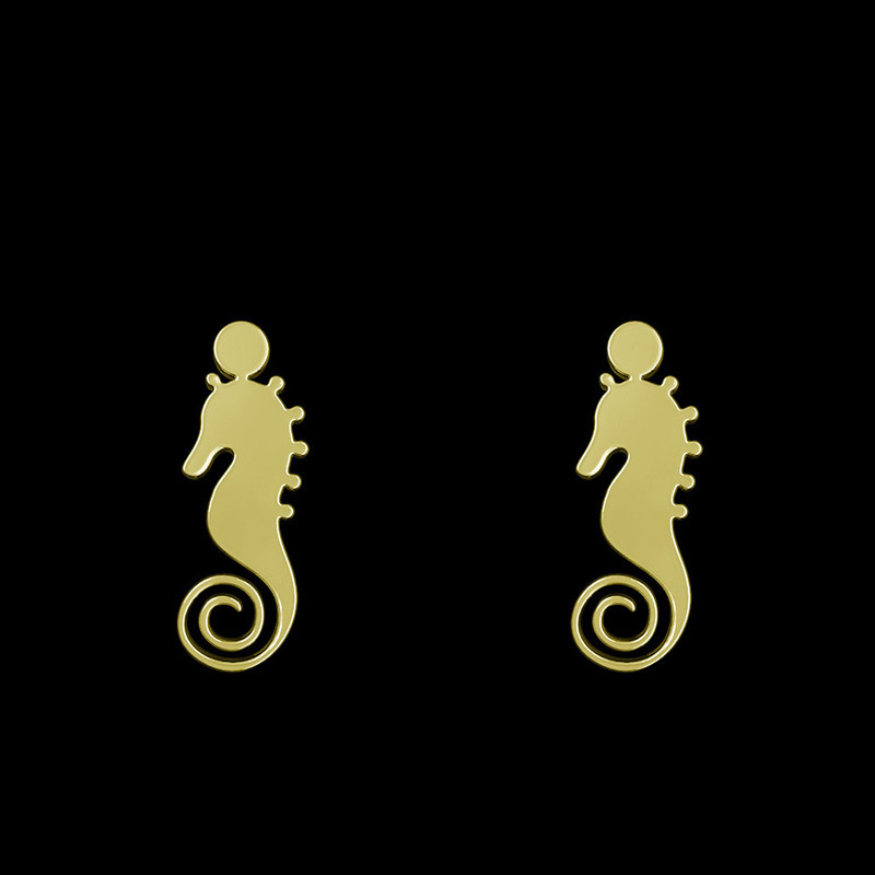 گوشواره طلا 18 عیار زنانه مدوپد مدل اسب آبی کد GA1-11567