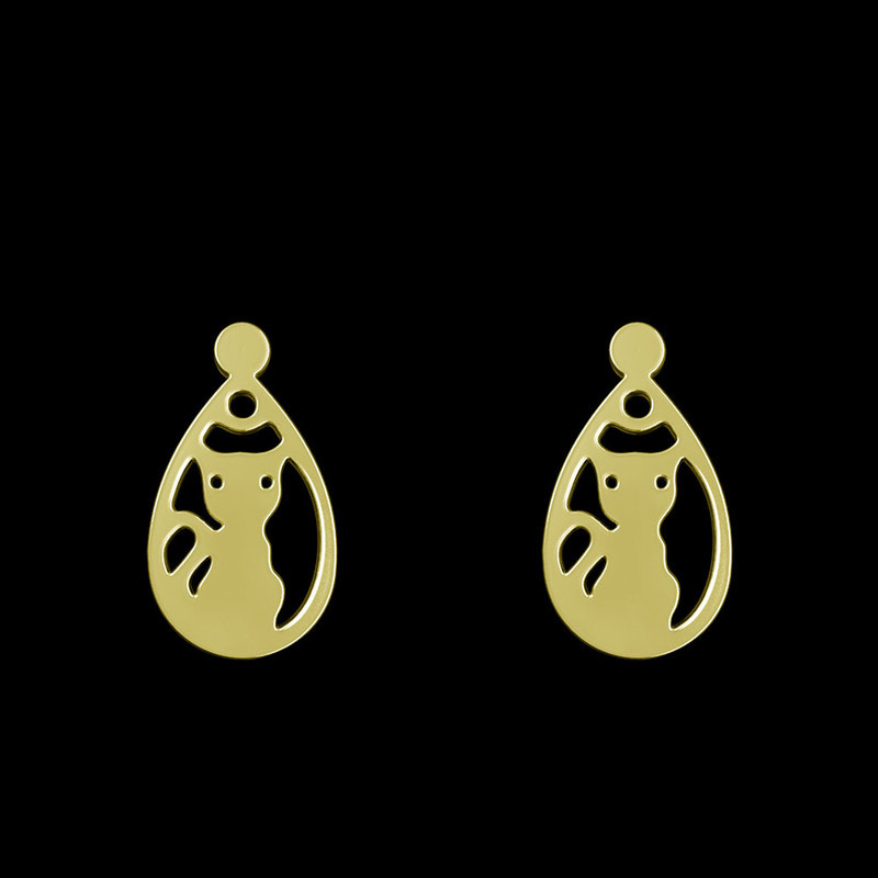 گوشواره طلا 18 عیار زنانه مدوپد مدل گربه کد GA1-11659