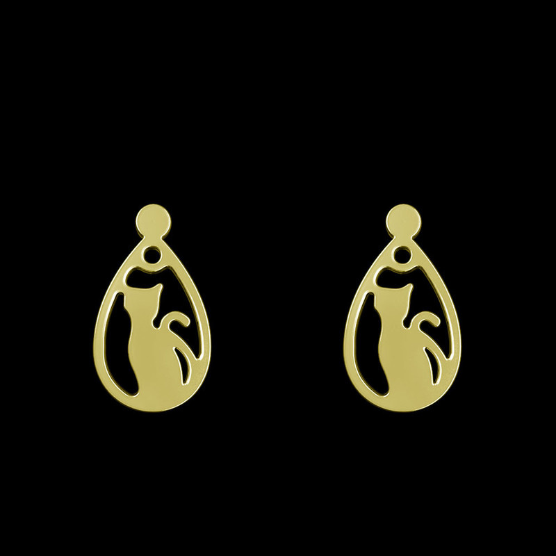 گوشواره طلا 18 عیار زنانه مدوپد مدل گربه کد GA1-11691