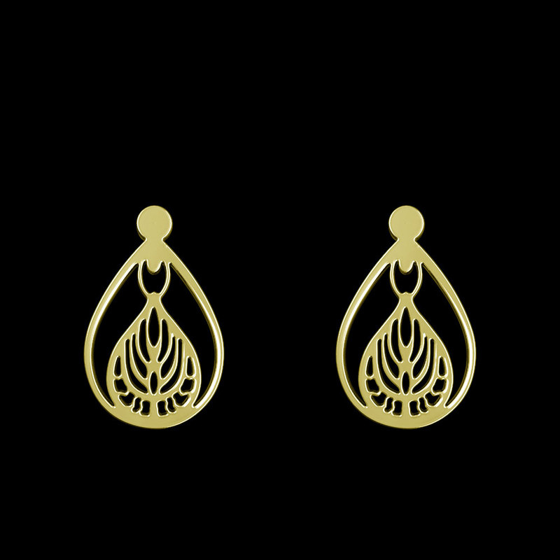 گوشواره طلا 18 عیار زنانه مدوپد مدل هندسی کد GA1-11714