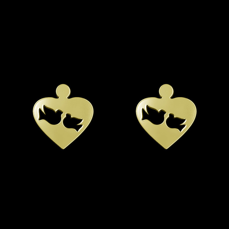 گوشواره طلا 18 عیار زنانه مدوپد مدل پرنده و قلب کد GA1-11718