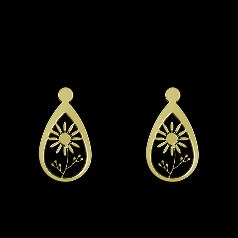 گوشواره طلا 18 عیار زنانه مدوپد مدل گل کد GA1-11750