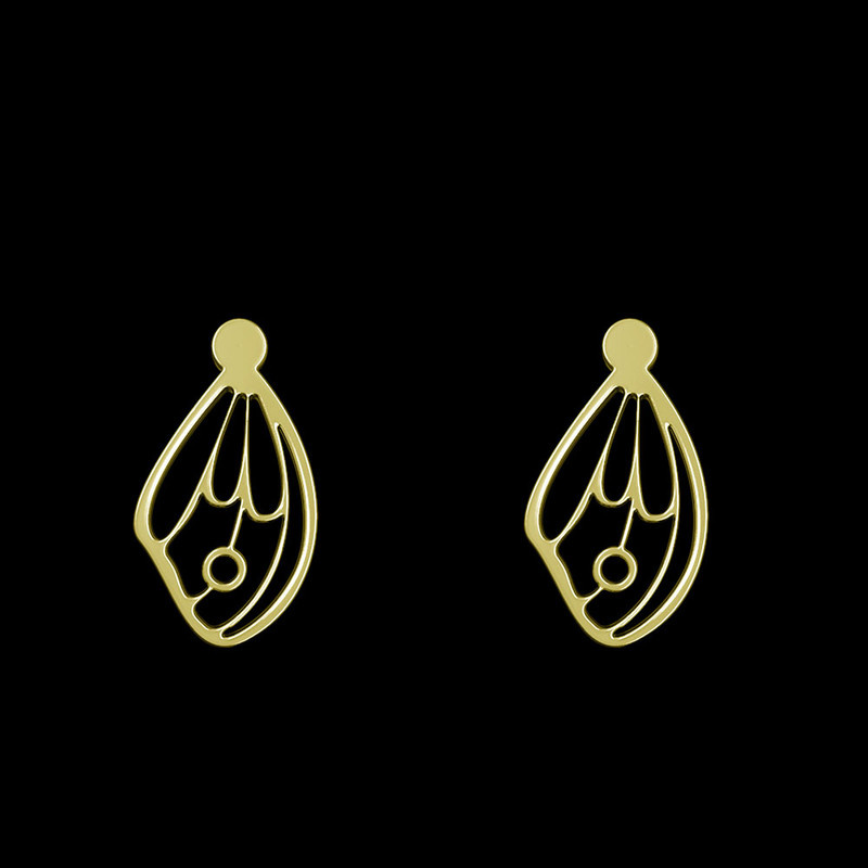 گوشواره طلا 18 عیار زنانه مدوپد مدل بال پروانه کد GA1-11800