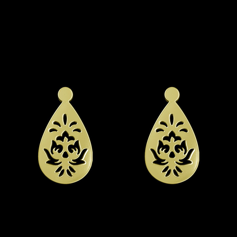 گوشواره طلا 18 عیار زنانه مدوپد مدل اسلیمی کد GA1-12084