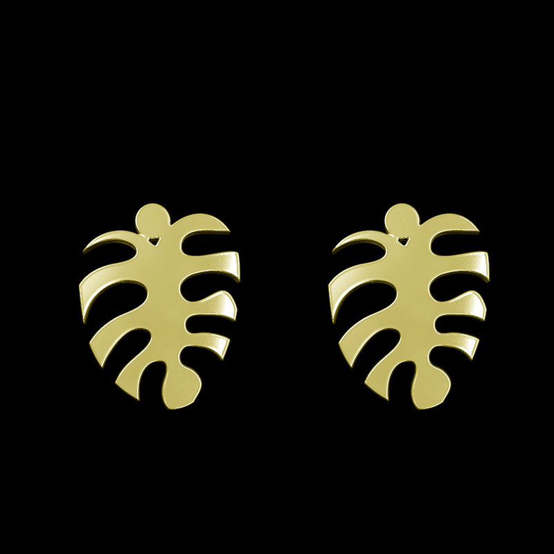 گوشواره طلا 18 عیار زنانه مدوپد مدل برگ کد GA1-12142