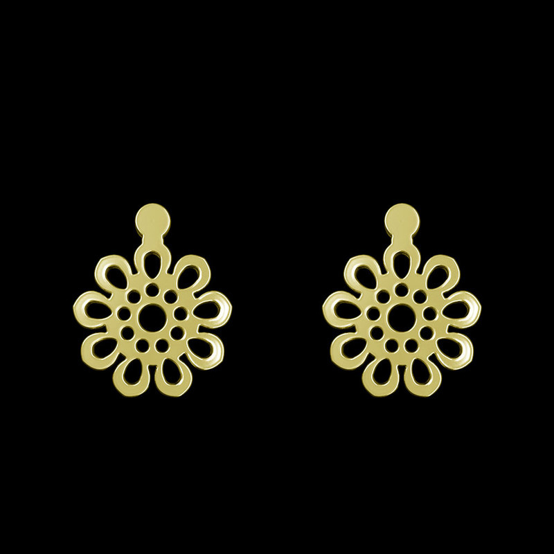 گوشواره طلا 18 عیار زنانه مدوپد مدل گل کد GA1-12366