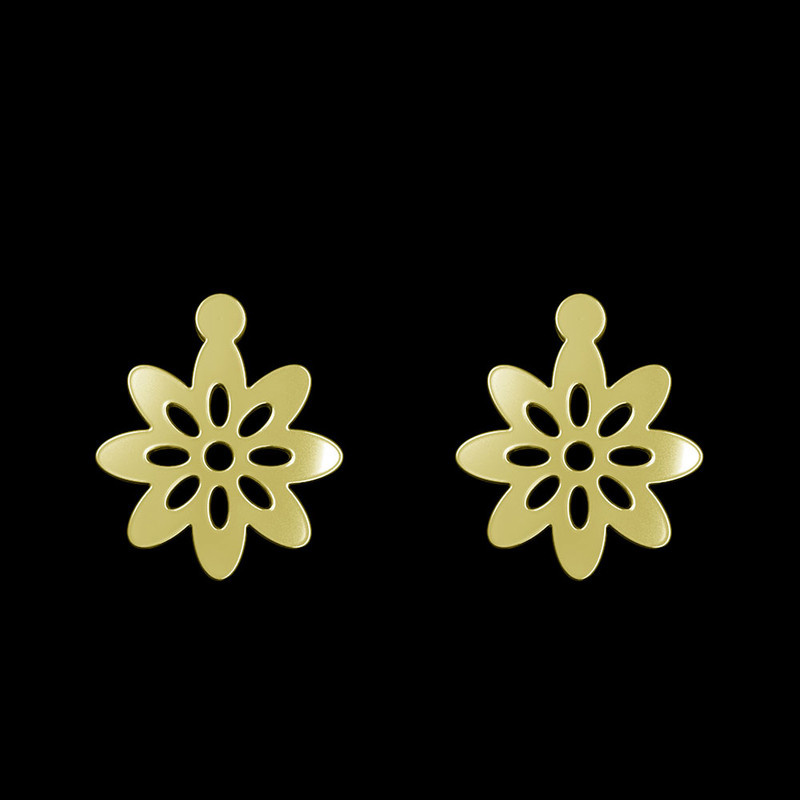 گوشواره طلا 18 عیار زنانه مدوپد مدل گل کد GA1-12387