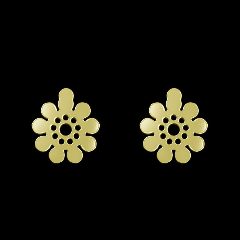 گوشواره طلا 18 عیار زنانه مدوپد مدل گل کد GA1-12427