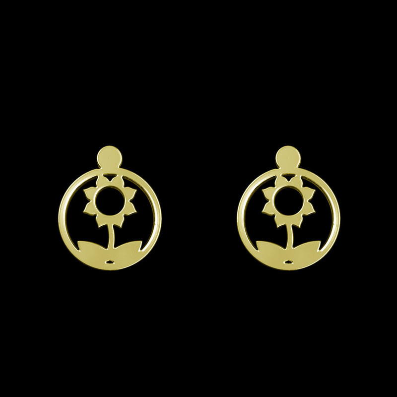 گوشواره طلا 18 عیار زنانه مدوپد مدل گل کد GA1-12451