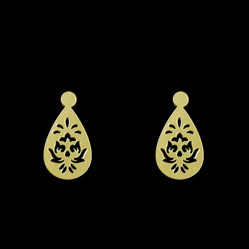 گوشواره طلا 18 عیار زنانه مدوپد مدل اشک و گل کد GA1-12737