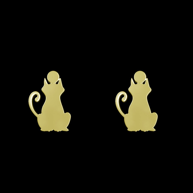 گوشواره طلا 18 عیار زنانه مدوپد مدل گربه کد GA1-12905