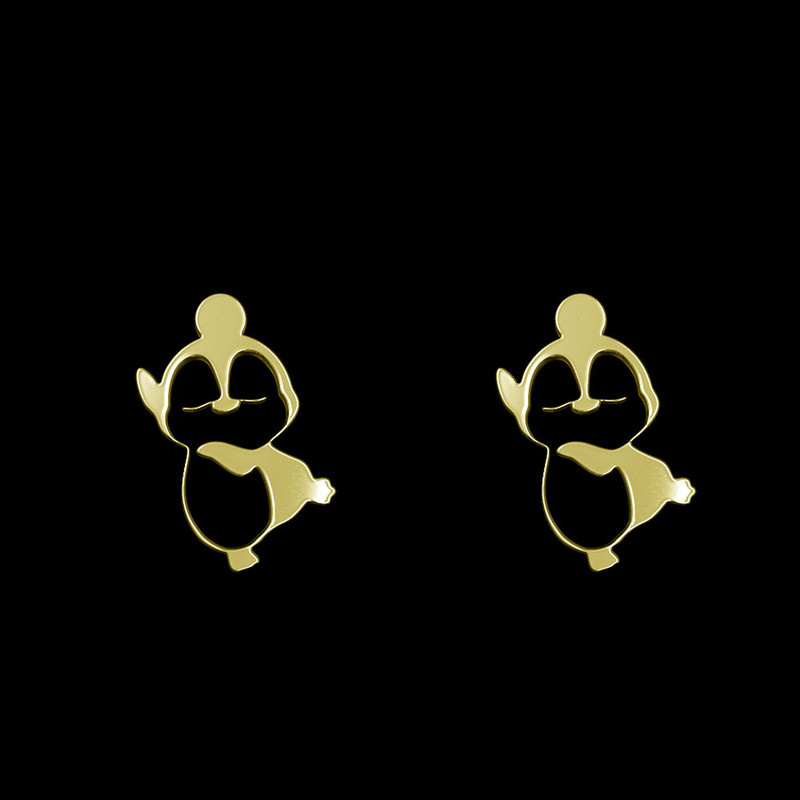 گوشواره طلا 18 عیار زنانه مدوپد مدل پنگوئن کد GA1-12964