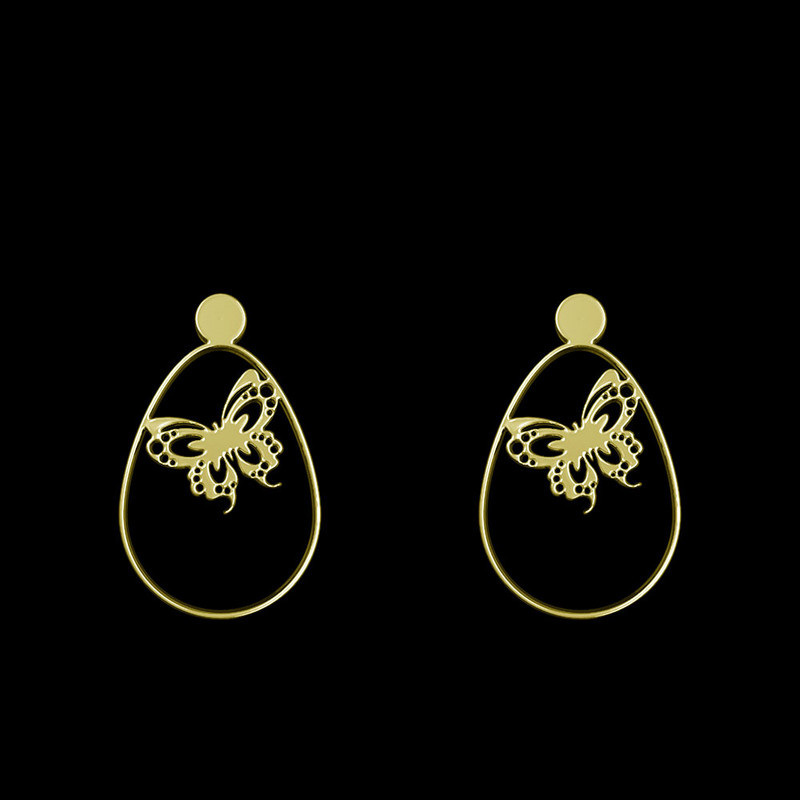 گوشواره طلا 18 عیار زنانه مدوپد مدل پروانه کد GA1-13027
