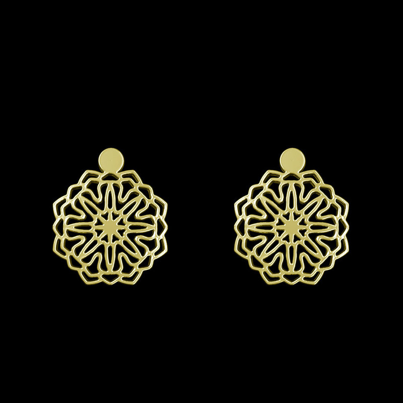 گوشواره طلا 18 عیار زنانه مدوپد مدل گل کد GA1-13071