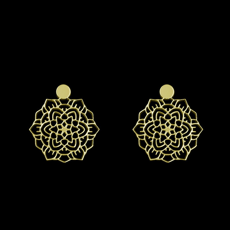 گوشواره طلا 18 عیار زنانه مدوپد مدل اسلیمی کد GA1-13094