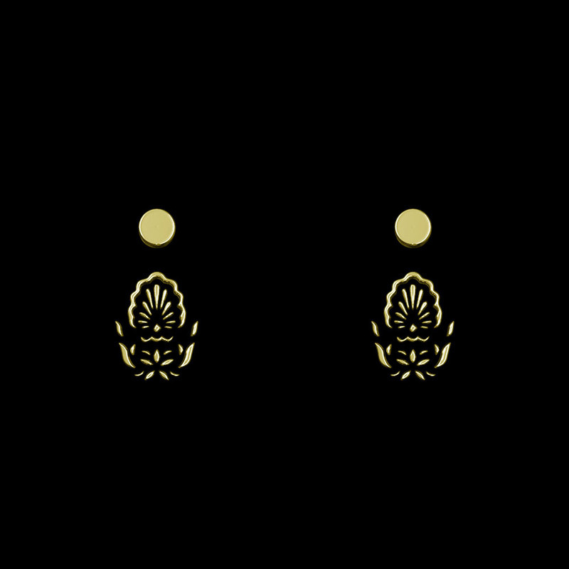 گوشواره طلا 18 عیار زنانه مدوپد مدل هندسی کد GA1-13231