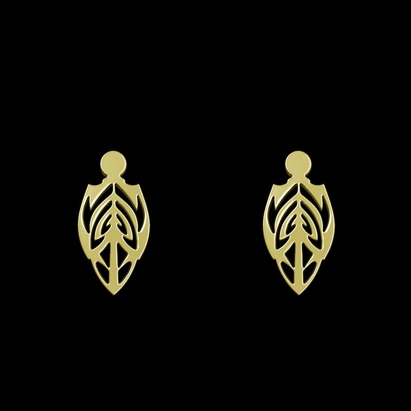 گوشواره طلا 18 عیار زنانه مدوپد مدل هندسی کد GA1-13491