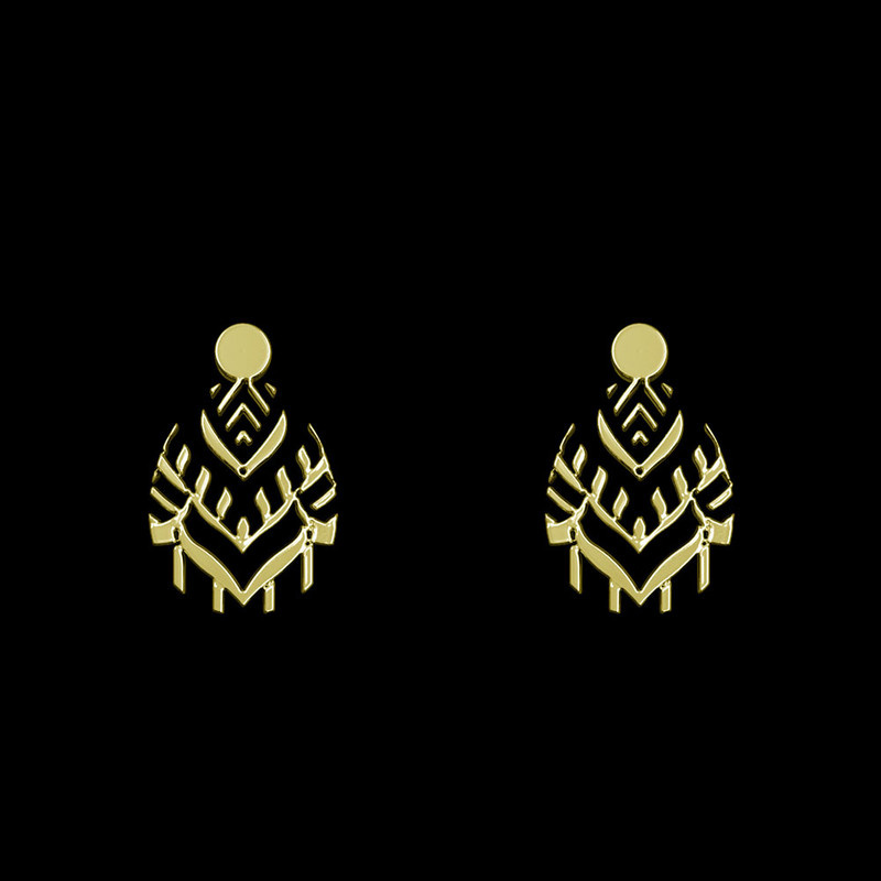 گوشواره طلا 18 عیار زنانه مدوپد مدل هندسی کد GA1-13575