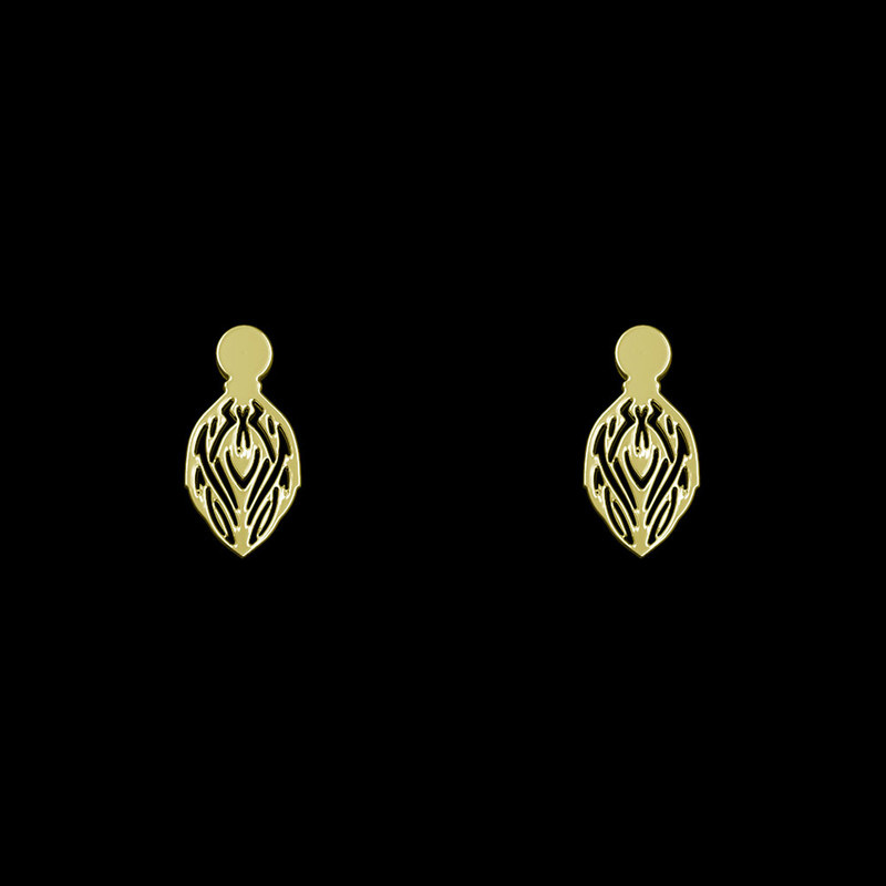 گوشواره طلا 18 عیار زنانه مدوپد مدل هندسی کد GA1-13589