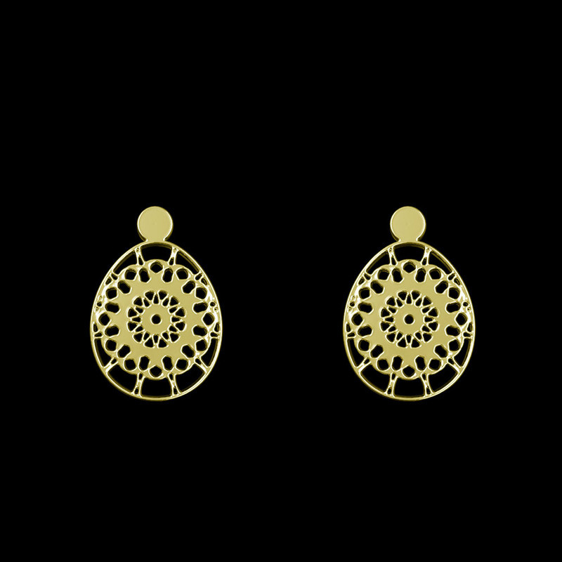 گوشواره طلا 18 عیار زنانه مدوپد مدل هندسی کد GA1-13690