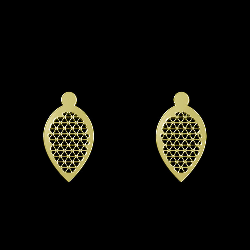 گوشواره طلا 18 عیار زنانه مدوپد مدل هندسی کد GA1-13775