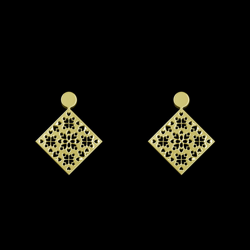 گوشواره طلا 18 عیار زنانه مدوپد مدل هندسی کد GA1-13791