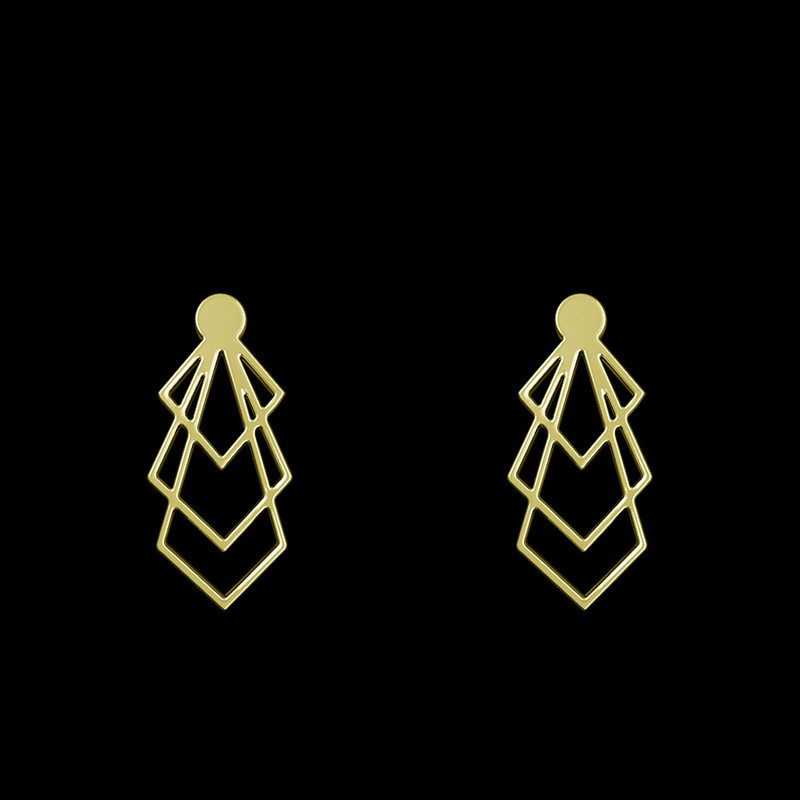 گوشواره طلا 18 عیار زنانه مدوپد مدل هندسی کد GA1-13801