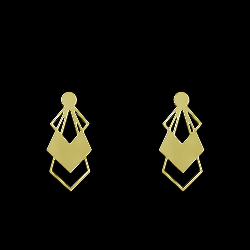 گوشواره طلا 18 عیار زنانه مدوپد مدل هندسی کد GA1-13809