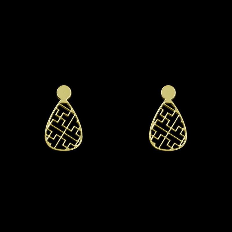 گوشواره طلا 18 عیار زنانه مدوپد مدل هندسی کد GA1-13852