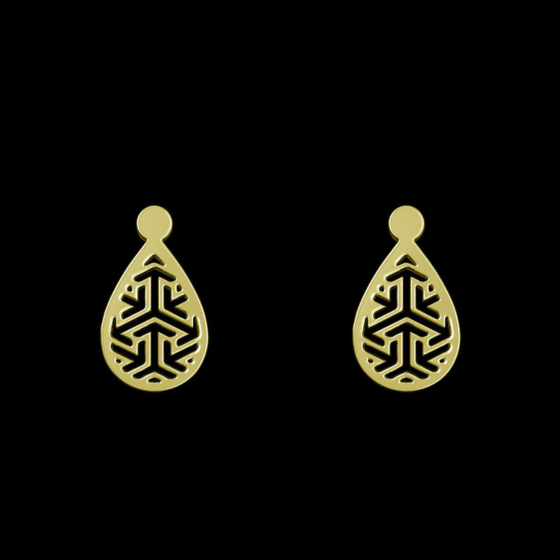 گوشواره طلا 18 عیار زنانه مدوپد مدل هندسی کد GA1-13863