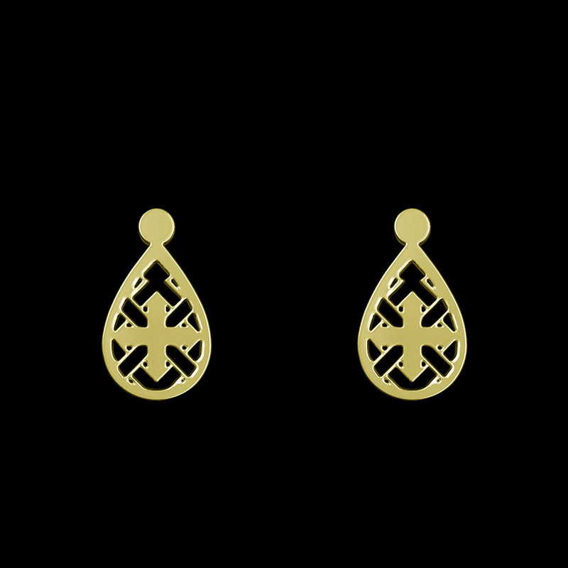 گوشواره طلا 18 عیار زنانه مدوپد مدل هندسی کد GA1-13883