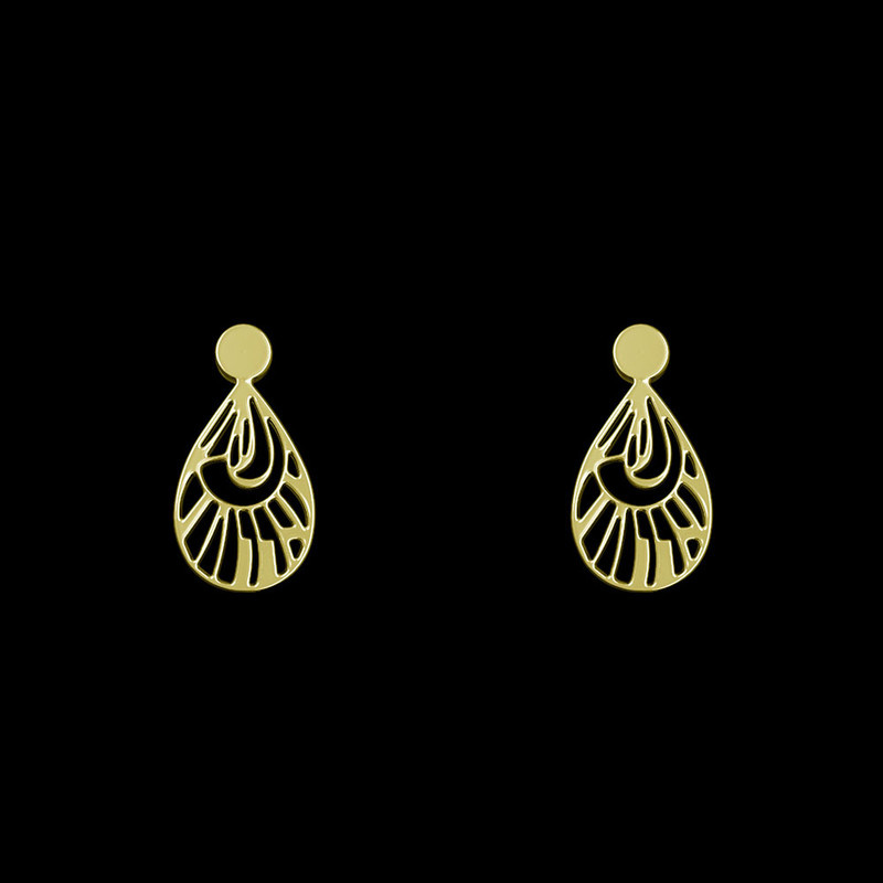 گوشواره طلا 18 عیار زنانه مدوپد مدل هندسی کد GA1-13914