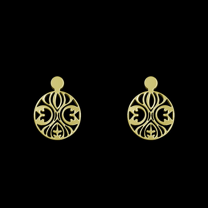 گوشواره طلا 18 عیار زنانه مدوپد مدل هندسی کد GA1-13948