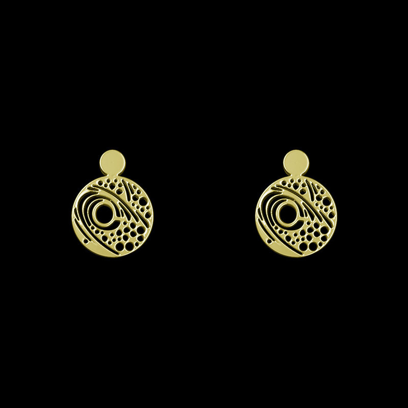 گوشواره طلا 18 عیار زنانه مدوپد مدل هندسی کد GA1-13988