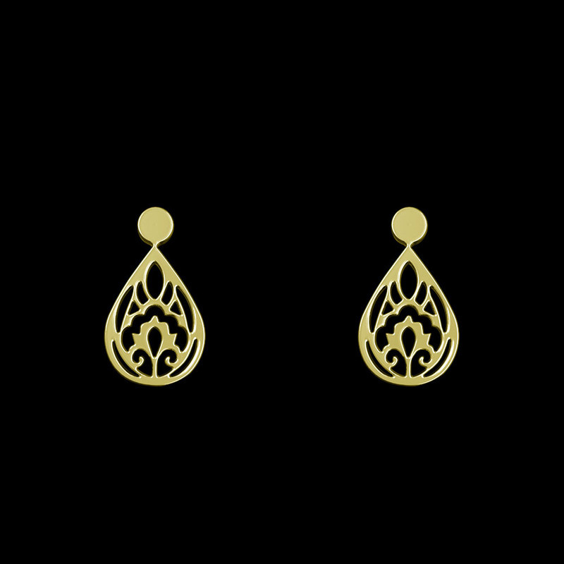 گوشواره طلا 18 عیار زنانه مدوپد مدل هندسی کد GA1-14041