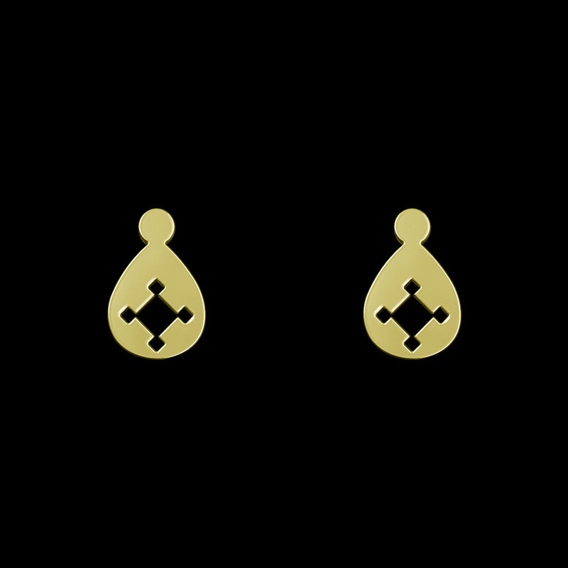 گوشواره طلا 18 عیار زنانه مدوپد مدل هندسی کد GA1-14047