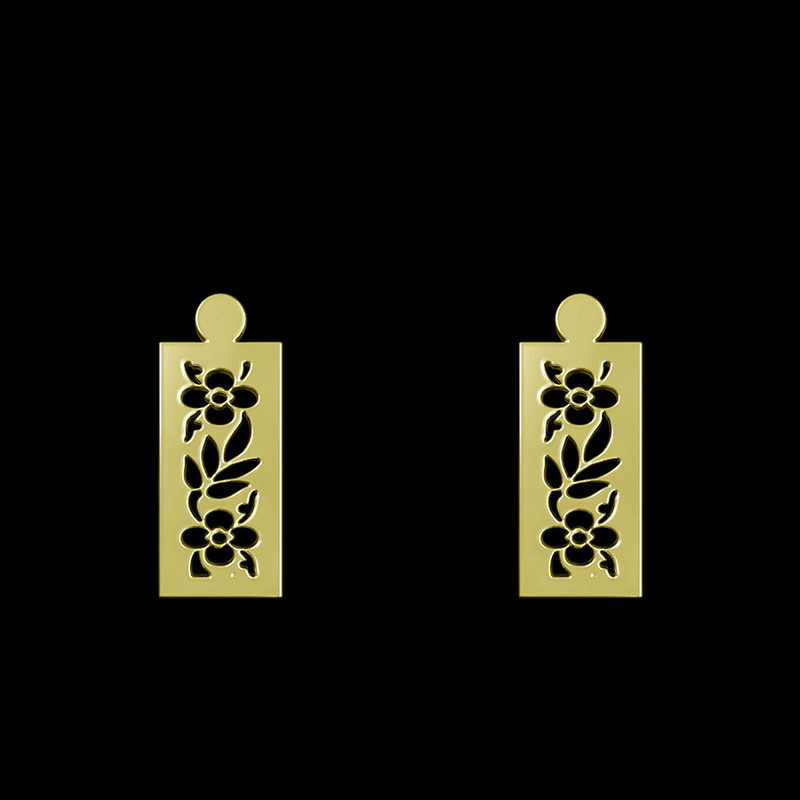 گوشواره طلا 18 عیار زنانه مدوپد مدل هندسی کد GA1-14118