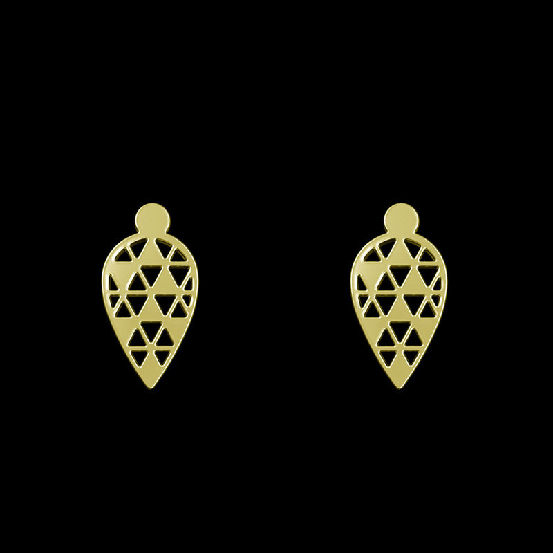 گوشواره طلا 18 عیار زنانه مدوپد مدل هندسی کد GA1-14170