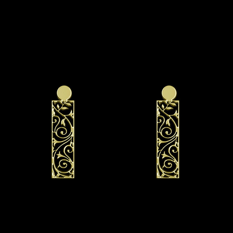 گوشواره طلا 18 عیار زنانه مدوپد مدل هندسی کد GA1-14182