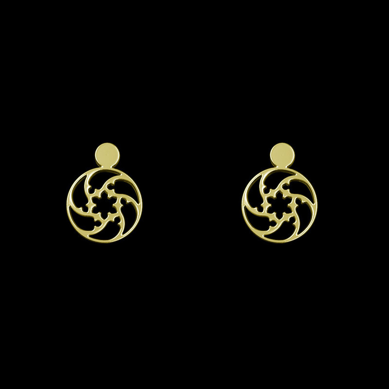 گوشواره طلا 18 عیار زنانه مدوپد مدل هندسی کد GA1-14196