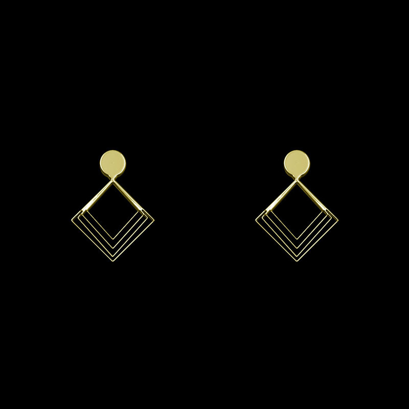 گوشواره طلا 18 عیار زنانه مدوپد مدل هندسی کد GA1-14689