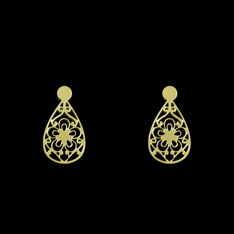 گوشواره طلا 18 عیار زنانه مدوپد مدل هندسی کد GA1-14747