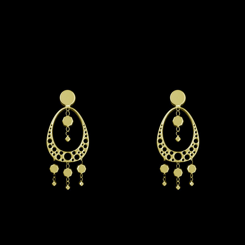 گوشواره طلا 18 عیار زنانه مدوپد مدل هندسی کد GA1-14774