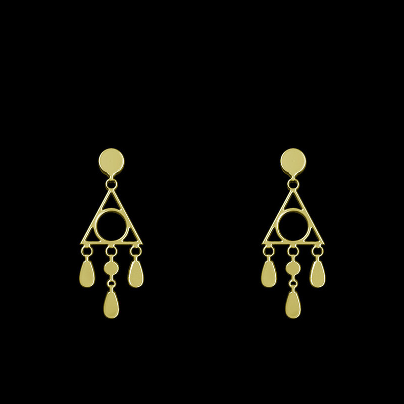 گوشواره طلا 18 عیار زنانه مدوپد مدل هندسی کد GA1-14812