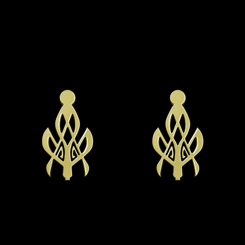 گوشواره طلا 18 عیار زنانه مدوپد مدل هندسی کد GA1-14818