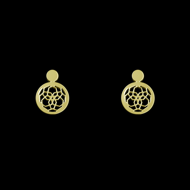 گوشواره طلا 18 عیار زنانه مدوپد مدل هندسی کد GA1-14847