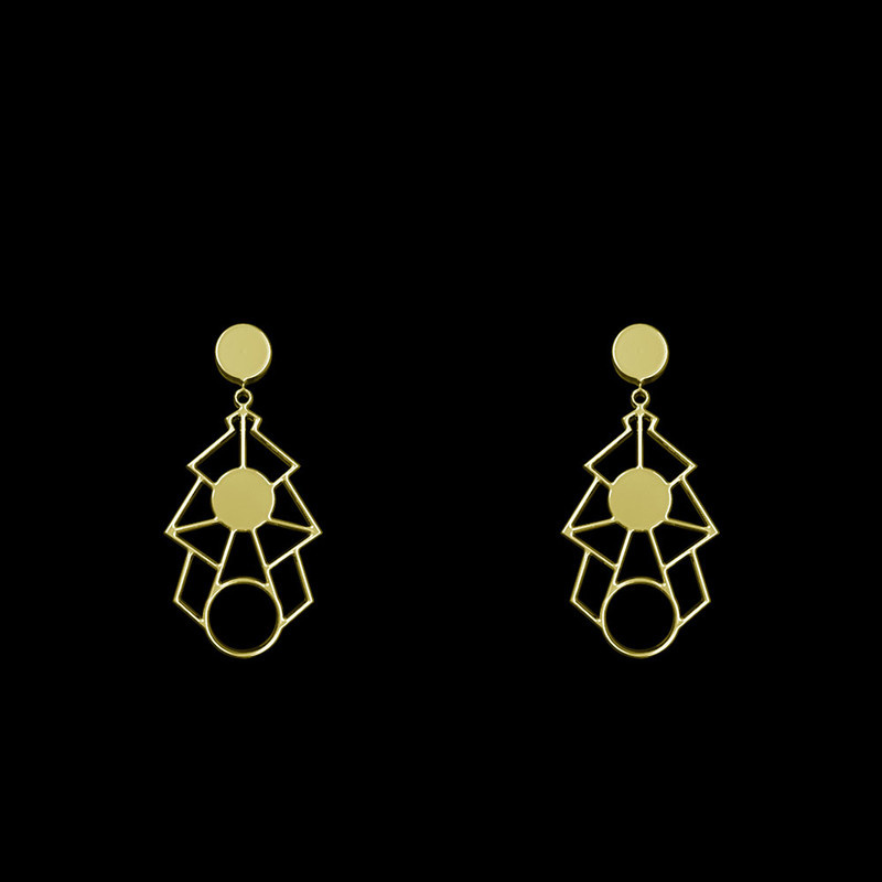 گوشواره طلا 18 عیار زنانه مدوپد مدل هندسی کد GA1-14846