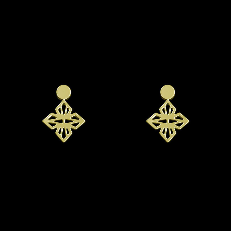 گوشواره طلا 18 عیار زنانه مدوپد مدل هندسی کد GA1-14870