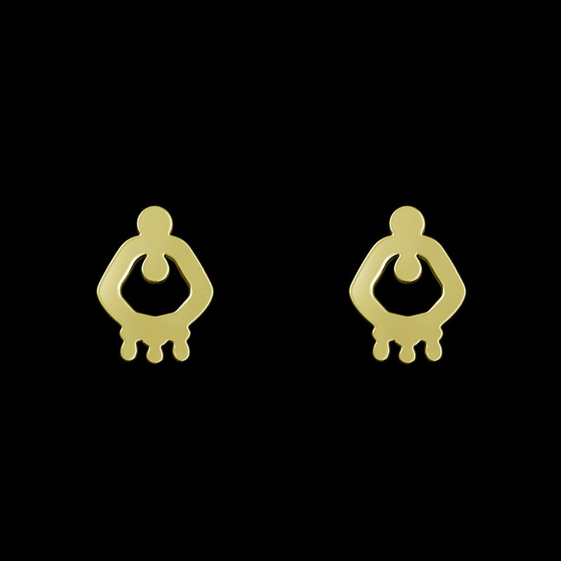 گوشواره طلا 18 عیار زنانه مدوپد مدل هندسی کد GA1-14877