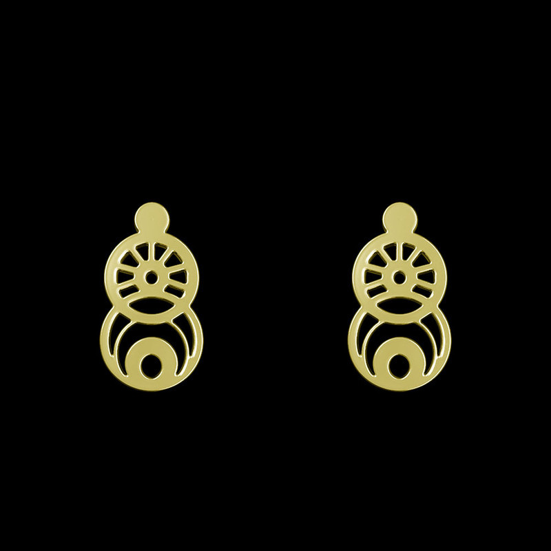 گوشواره طلا 18 عیار زنانه مدوپد مدل هندسی کد GA1-14883